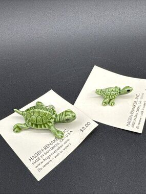 Hagen Renaker Mini Baby Turtle Mama Figurine Green Ceramic 00279 00419